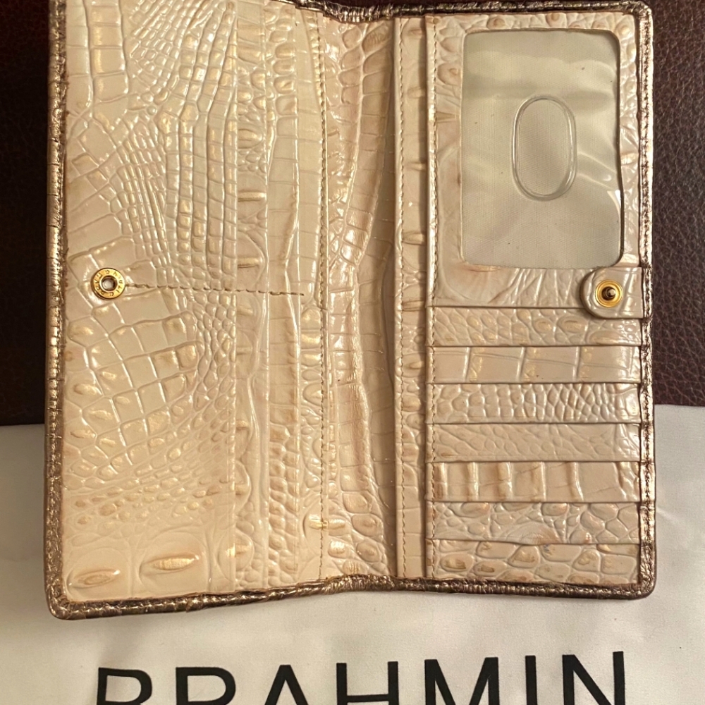 REDUCED!!NWOT Brahmin Melbourne "Joan" Tote Bag in Cream and Gold and Ady Wallet - Picture 7 of 7